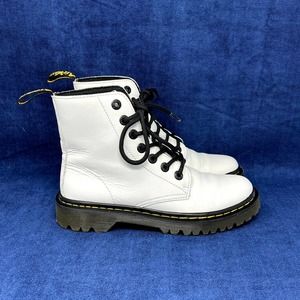 Dr. Marten's 1460 Patent Leather Lace Up Boots, White Lamper, Women's US 6